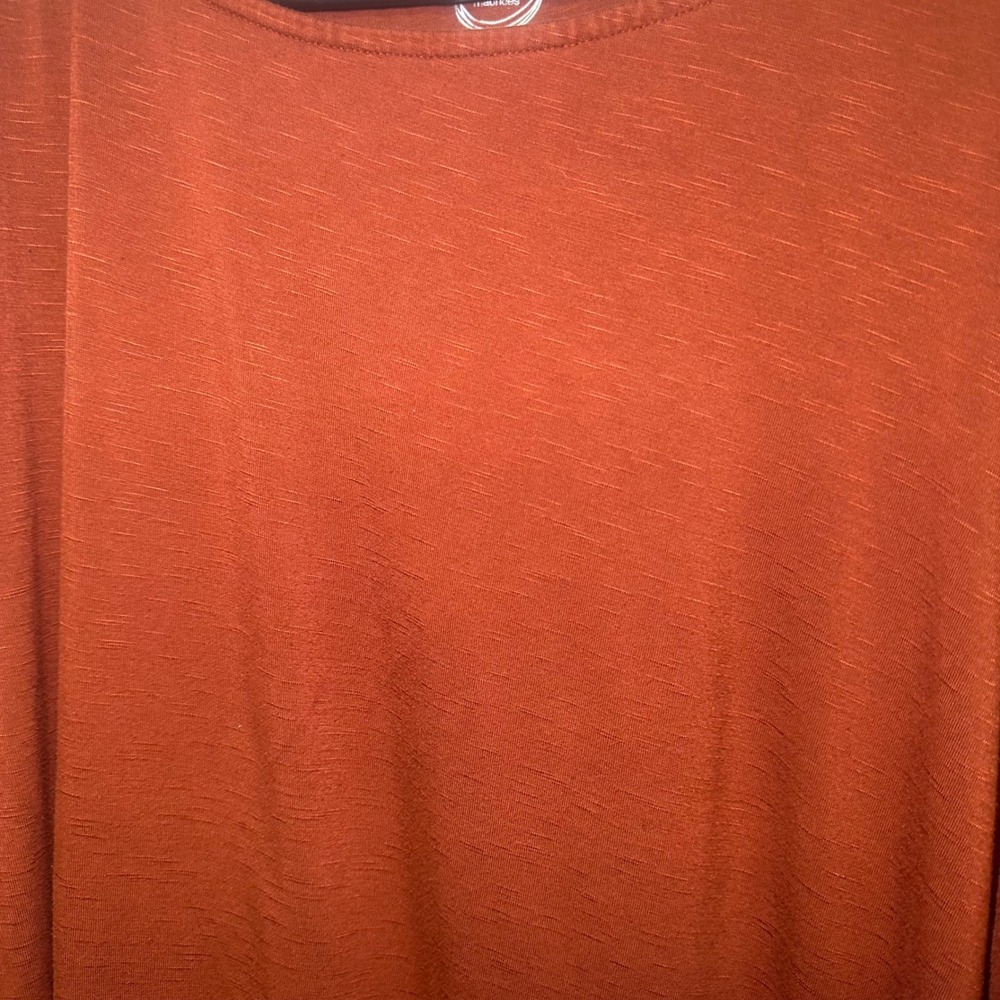 24/7 Comfort Knit Long Sleeve Top Rust Orange Ruffle Cuff Size 2 - Picture 5 of 8